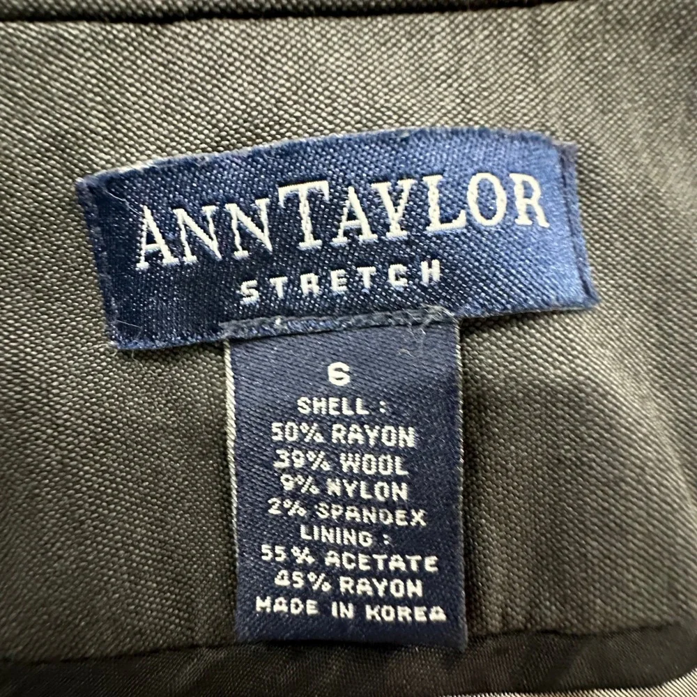 Ann Taylor Blazer Jacket Women 6 Gray Single Button Business Career Notch‎ Lapel - Picture 3 of 11